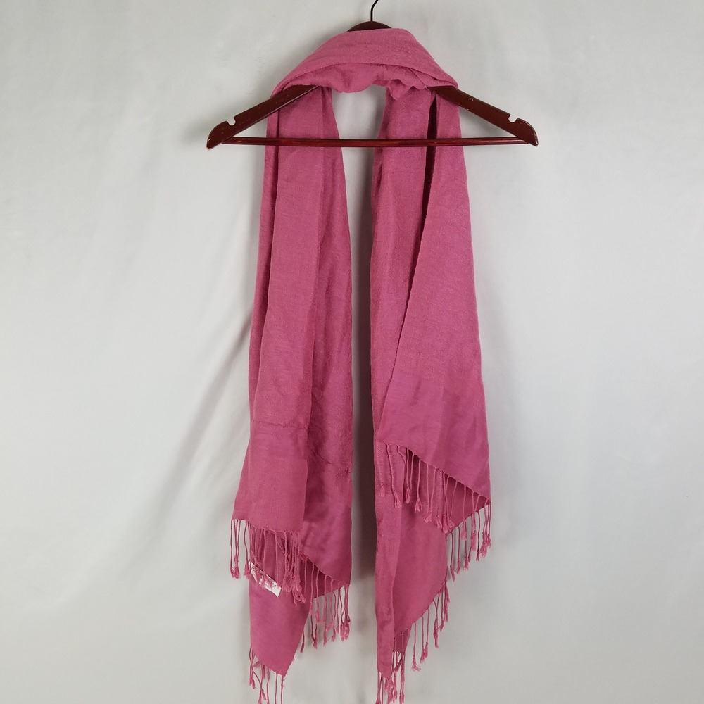 Womens Scarf 70 Pashmina 30 Silk‎ Wrap Fringe Pink Luxury Elegant Accessory